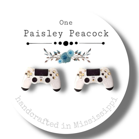 Stud Earrings-white game controllers
