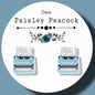 Blue typewriter stud earrings