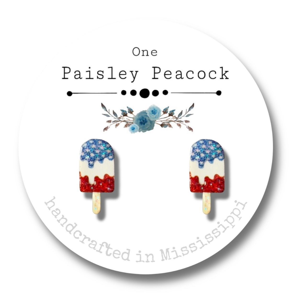 Stud Earrings-red white blue popsicles