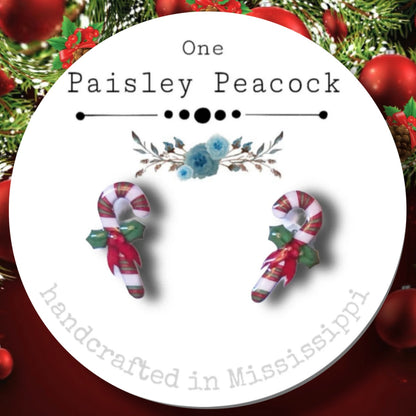 Stud Earrings-Candycane