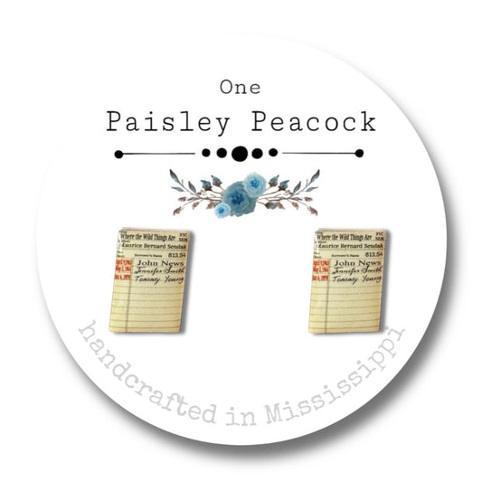 Stud Earrings-library card