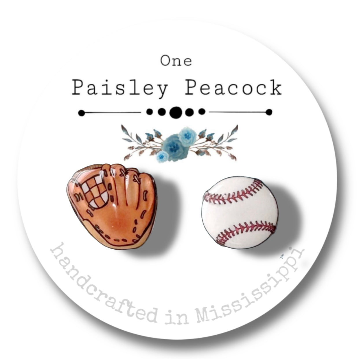 Baseball and Glove Stud Earrings