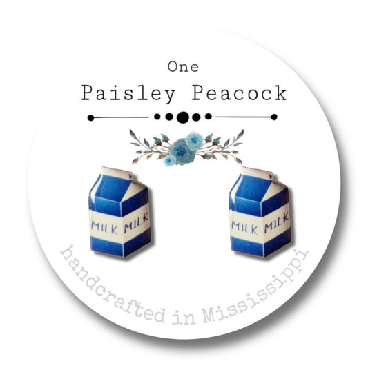 Stud Earrings-milk carton