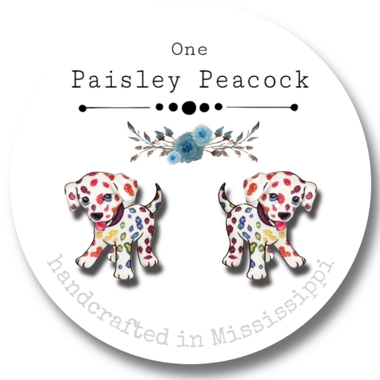 Stud Earrings- paint splash puppy