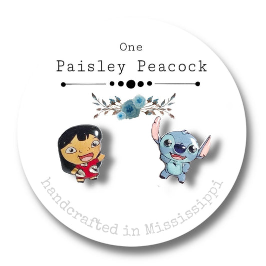 Cartoon stud earrings- lilo stitch