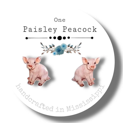 Animal Stud Earrings-pig babe