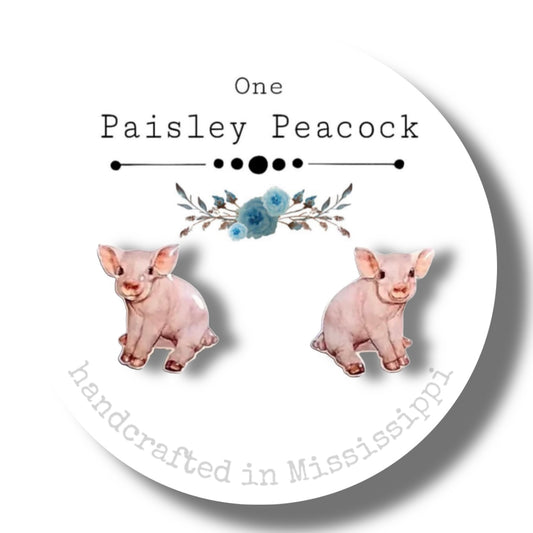 Animal Stud Earrings-pig babe