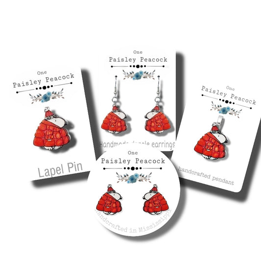 Your choice of jewelry-snoopy red puffer
