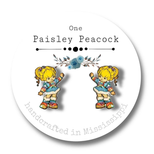 Cartoon stud earrings- rainbow brite