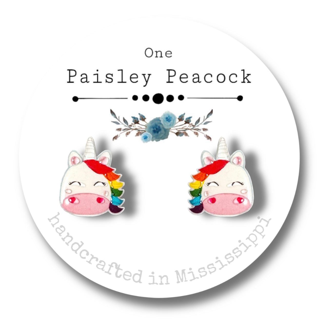 Cartoon stud earrings- chubby unicorn