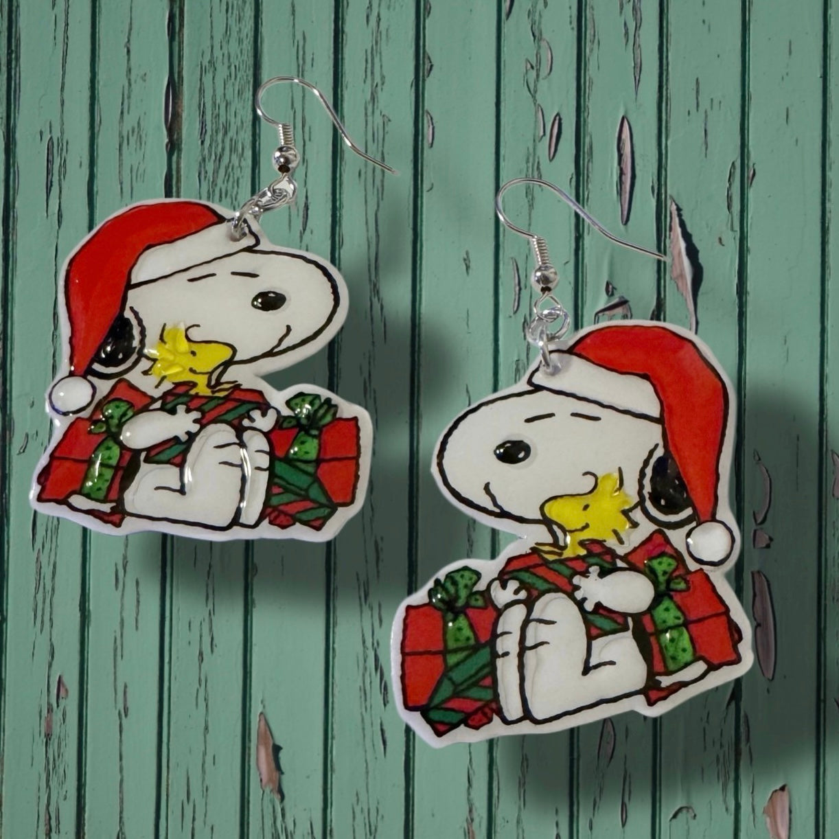 Dangle Earrings-snoopy Xmas