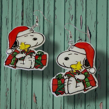 Dangle Earrings-snoopy Xmas