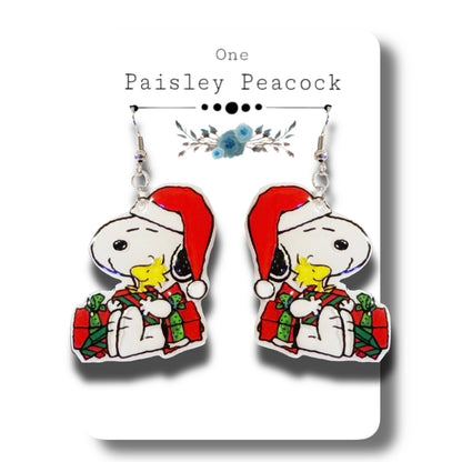 Dangle Earrings-snoopy Xmas