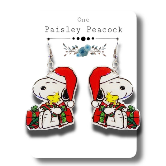 Dangle Earrings-snoopy Xmas