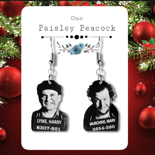 Harry & Marv dangle Earrings Home Alone Inspired