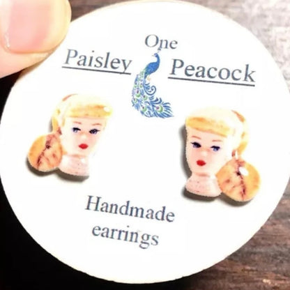 Retro stud earrings- Barbie doll toy