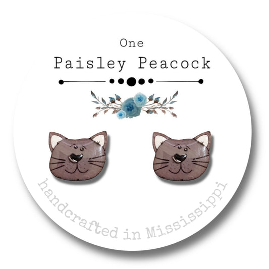 Cat Stud Earrings-whimsical cat