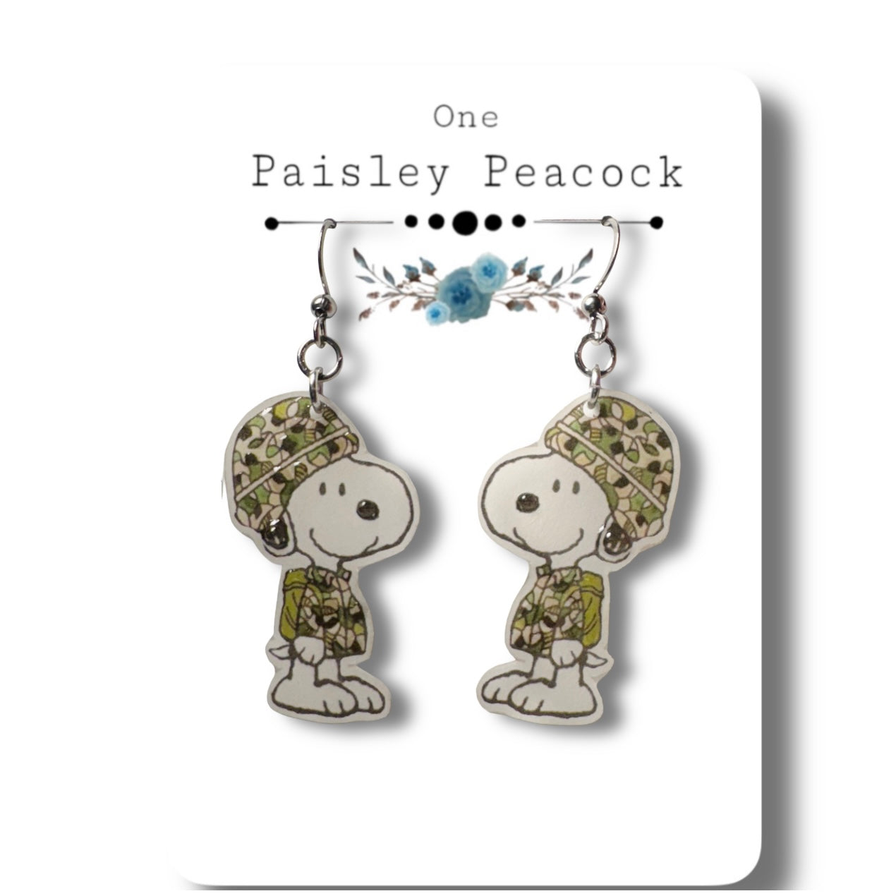 Dangle Earrings-snoopy soldier Army Marine