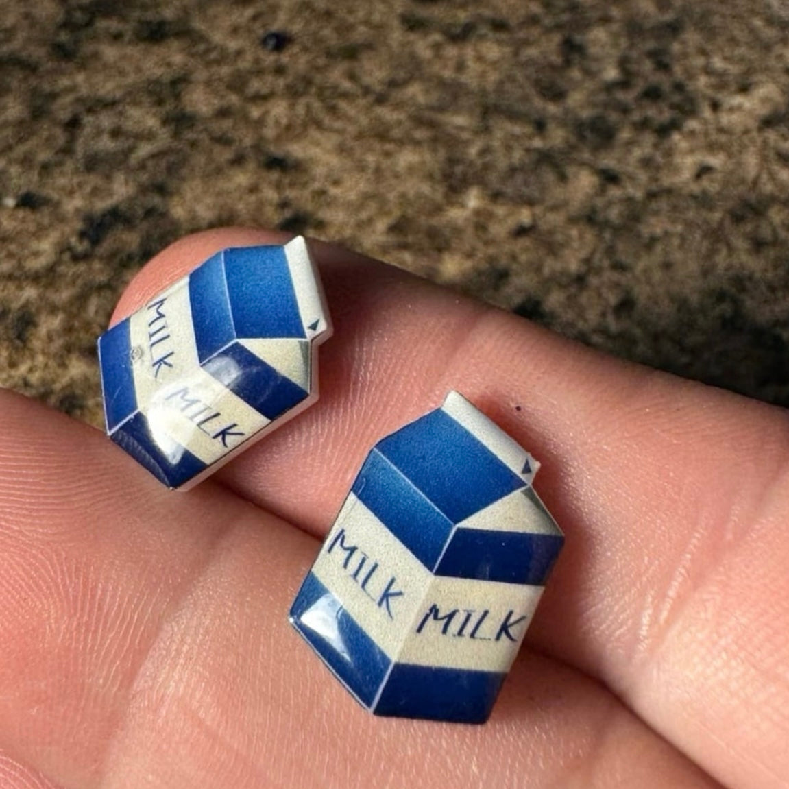 Stud Earrings-milk carton