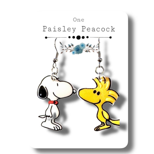 Dangle Earrings-snoopy woodstock