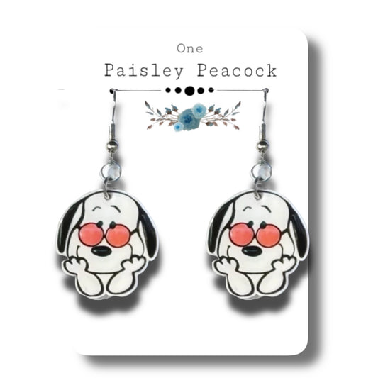 Dangle Earrings-snoopy sunglasses
