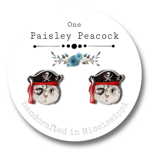 Cat Stud Earrings-pirate