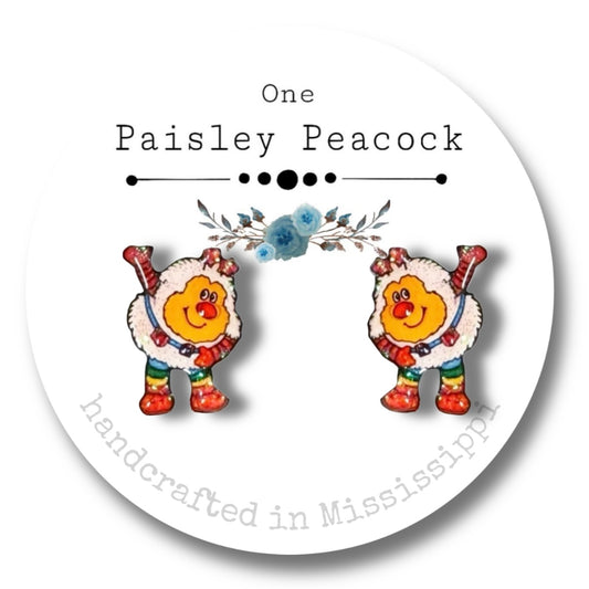 Cartoon stud earrings- rainbow brite twink