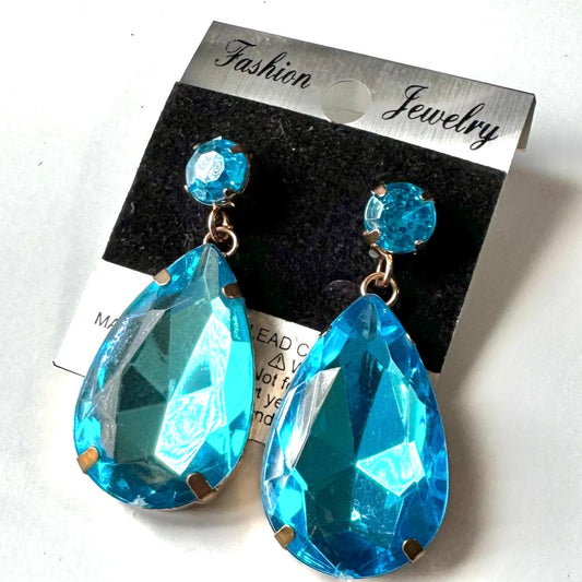Dangle Earrings blue teardrop