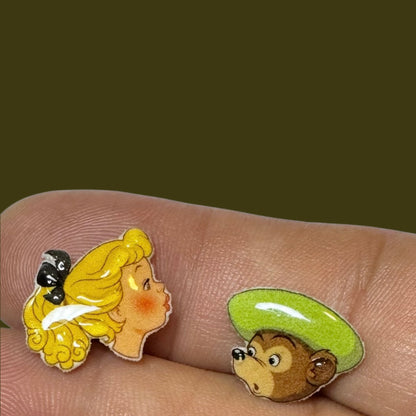 Goldilocks and little bear inspired stud earrings