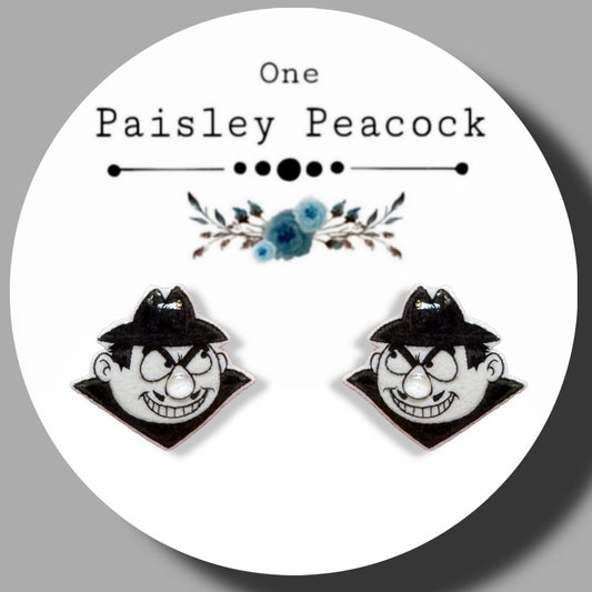 Boris Badenov inspired stud earrings handmade Dudley Do Right