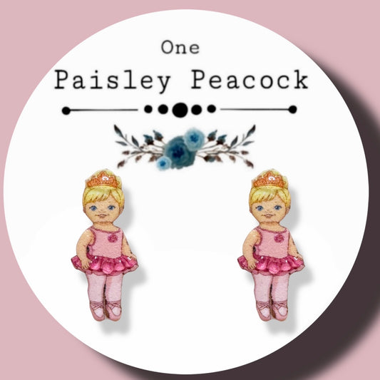 Dancerina Ballet Doll inspired handmade stud earrings 1960’s circa