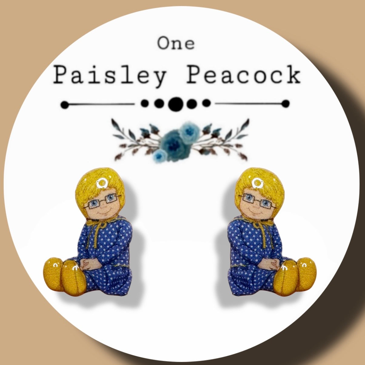 MRS. BEASLEY DOLL INSPIRED HANDMADE STUD EARRINGS