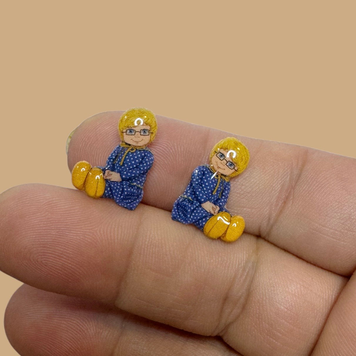 MRS. BEASLEY DOLL INSPIRED HANDMADE STUD EARRINGS
