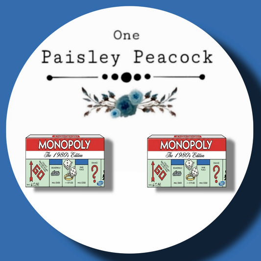 MONOPOLY BOARD GAME INSPIRED HANDMADE STUD EARRINGS