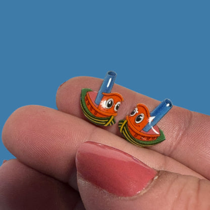 SCUFFY TUG BOAT INSPIRED HANDMADE STUD EARRINGS BOOK